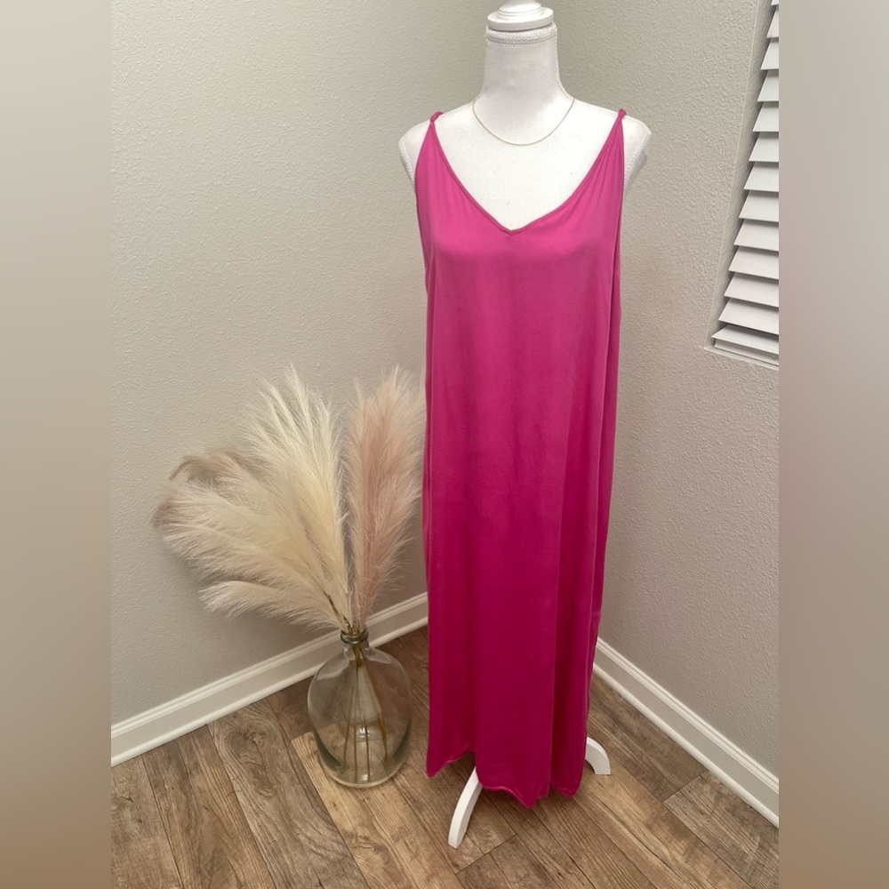 Old Navy Fuchsia Pink Slip Midi Dress